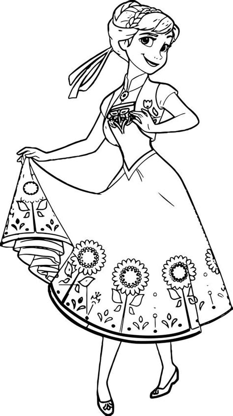 Beautiful Anna Flower Skirt Coloring Page Rapunzel Coloring Pages