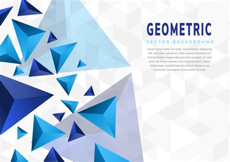 Abstract Blue Triangles Geometric Shape On White Grey Background With