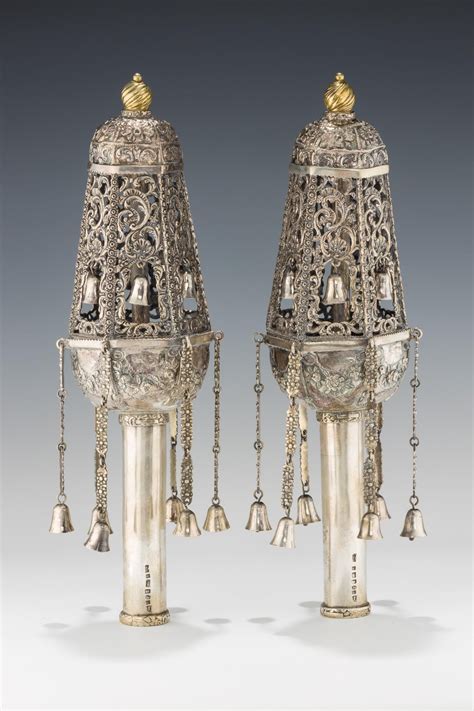 A Rare And Important Pair Of Silver Torah Finials 0059 On Jul 13