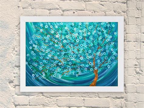 Giclee Print Of Original Tree Painting Teal Tree By Louisemead