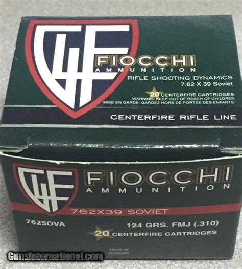 Fiocchi 762x39 Soviet 124gr Fmj Brass Cased Ammunition