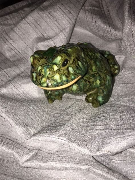Large Ceramic Frog Toad Vintage Garden Figurine Glazed Unmarked Arnels
