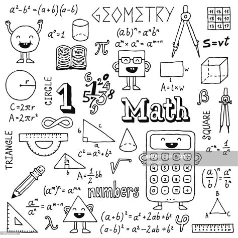 Mathematics Hand Drawn Vector Illustration Black And White Math Doodles Math Drawing How