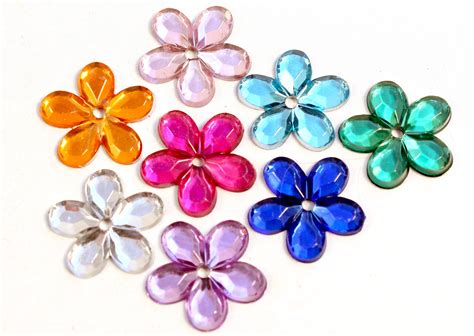 Acrylic Flower Craft Gems Small Plastic Floral Embellishments Etsy