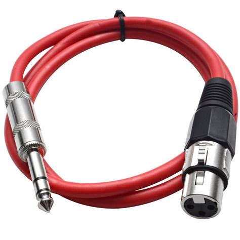 Satrxl F2 Red 2 Foot Xlr Female To Trs Male Patch Cable