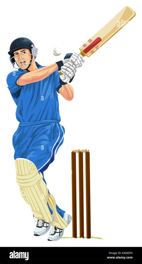 Cricket Player Batsman Batting Cartoon Hi Res Stock Photography And