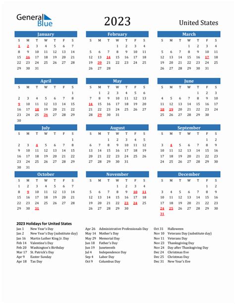 United States Calendar 2023 Get Latest Map Update