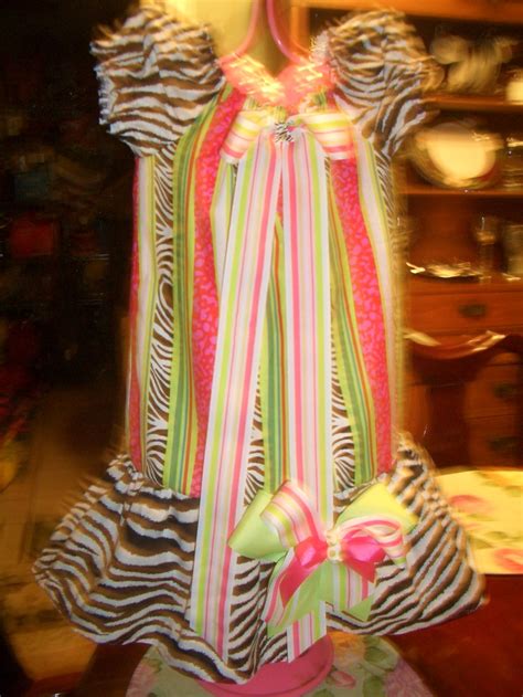 Pink Green And Zebra Print Dress With Long Bow Sells For 30