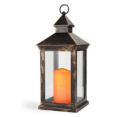 Bright Zeal 14 Tall Vintage Decorative Lantern With Led Flickering