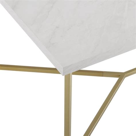 Ember Interiors Diana Y Leg Coffee Table White Faux Marblegold Oppamo