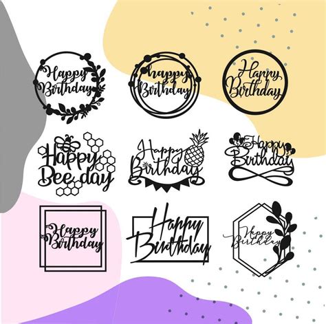 Cake Topper Svg Happy Birthday Svg Files For Cricut And Etsy