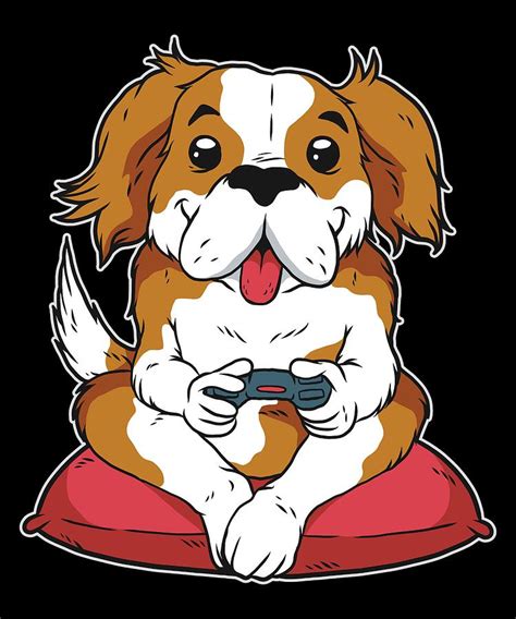 Puppy Dog Video Gamer Digital Art By Cute And Funny Animal Art Designs
