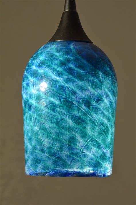 Sea Blue Ocean Inspired Hand Blown Glass Pendant Light Ready Etsy