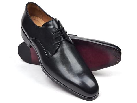Boasting a sleek silhouette crafted from pure leather, these derby shoes are equipped with rubber soles to ensure optimum comfort, grip and flexibility. Paul Parkman Men's Black Leather Derby Shoes (ID#34DR-BLK ...