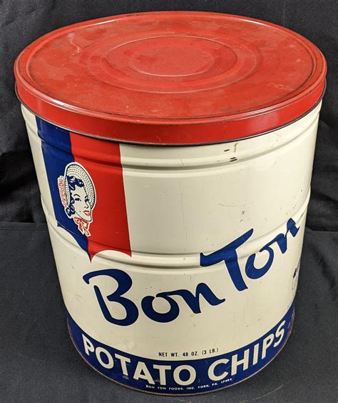 Sold Price 3 Potato Chip Tin Bon Ton Foods York Pa February 1 0123