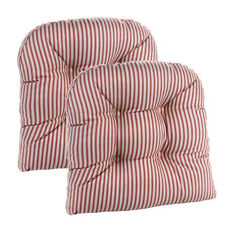 Gripper Non Slip Ticking Stripe 15 X 15 Universal Chair Cushions Set