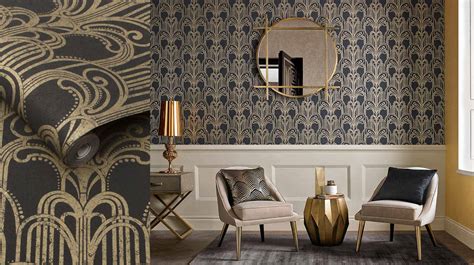 Art Deco Wallpaper Living Room Carrotapp
