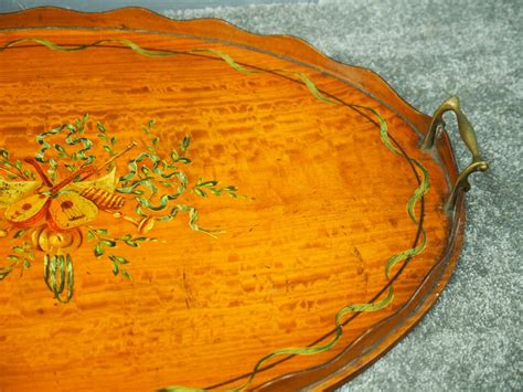 Antique Late Victorian Satinwood Hand Painted Tray Antiquescouk