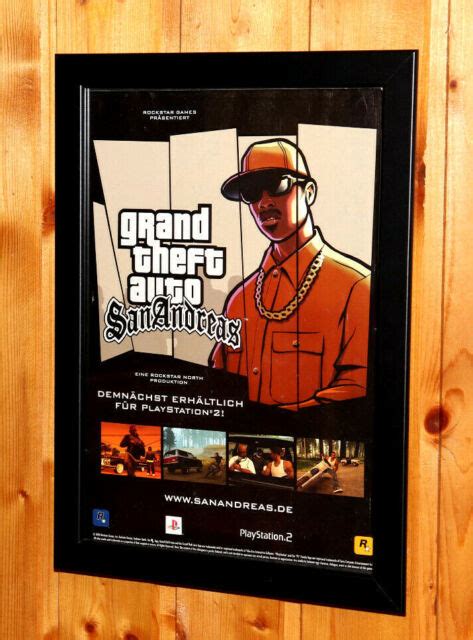 Grand Theft Auto San Andreas Gta Rare Small Poster Ad Page Framed Ps2