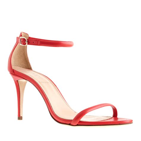 Jcrew Strappy High Heel Sandals In Red Brilliant Flame Lyst