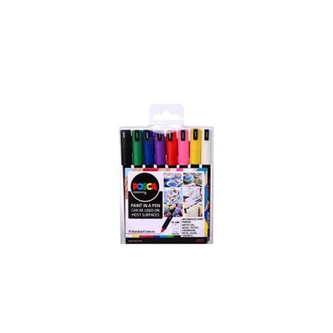 Uni Posca Pc 1mr Paint Marker Pen Starter Set Of 8 Assorted Colours