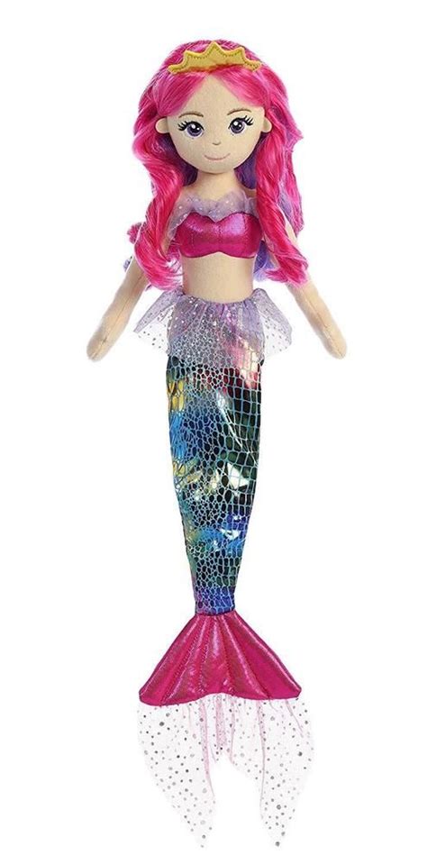Aurora World Sea Sparkles Mermaid Plush Rainbow Fuchsia Mermaid