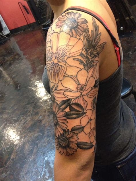 Black And White Flower Tattoo On Sleeve Creativefan