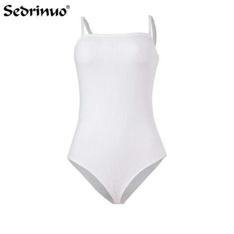 Sedrinuo White Bodysuit Camisole Sleeveless Bodycon Jumpuists For Women