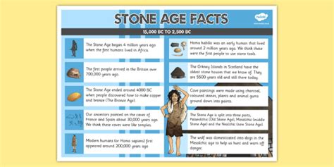 Free Stone Age Facts Poster Primary Resources History Ks2