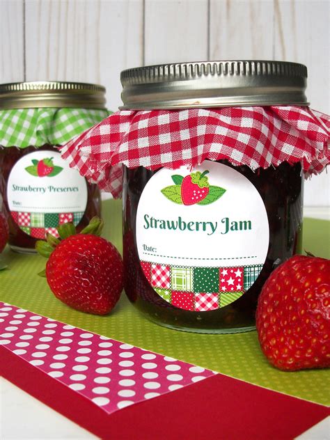 Colorful Adhesive Canning Jar Labels Country Quilt Strawberry Raspberry Canning Labels For