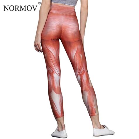 normov sexy push up leggings women gothic muscle printed legging femme sexy high waist workout
