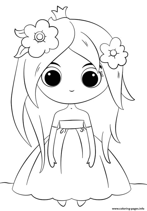 Free kawaii coloring page to download. Cute Princess Kawaii Coloring Pages Printable