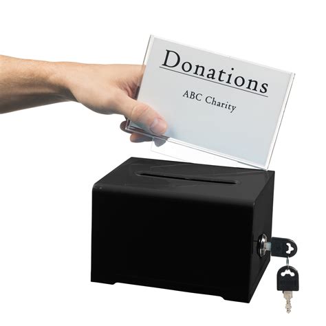 Arcylic Donation Box Suggestion Box My Charity Boxes Black With Sliding