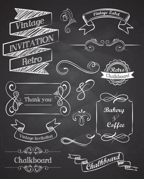 Chalkboard Hand Drawn Vintage Vector Elements ⬇ Vector Image By