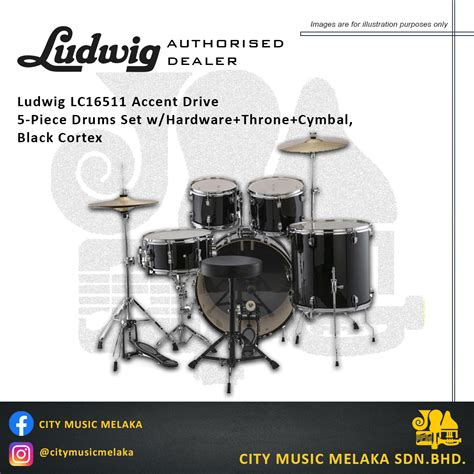Ludwig Lc16511 Accent Drive 5 Piece Drums Set W Hardware Throne