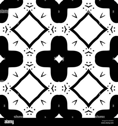 Geometric Style Black And White Seamless Pattern Illustration Stock