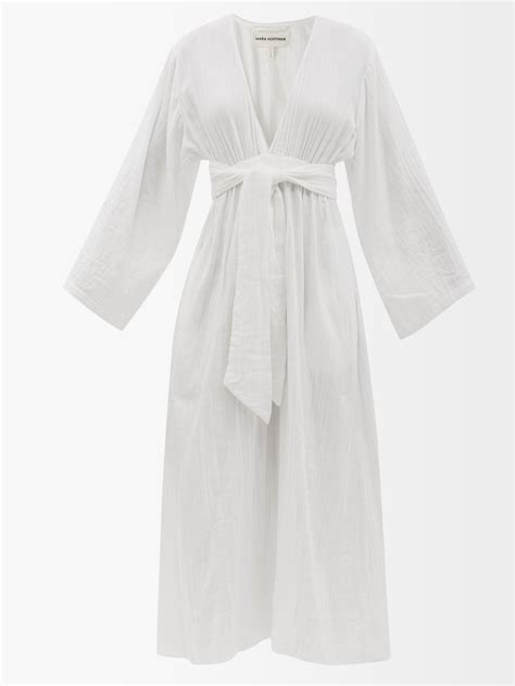 Mara Hoffman White Blair Crinkled Organic Cotton Maxi Dress