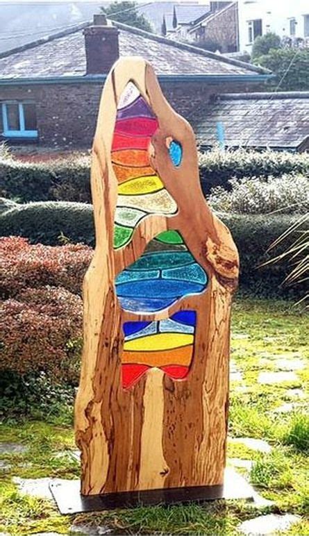 Stained Glass And Wood Sculpture Wood Sculpture Leaded Glass Glass Sculpture
