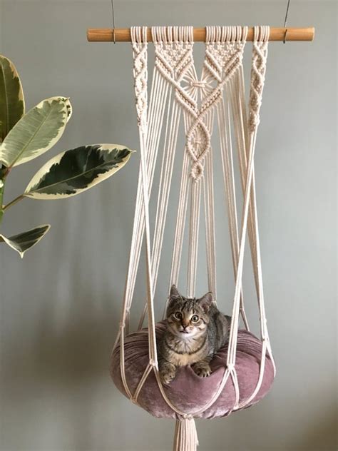 Bohospring Hanging Macrame Cat Hammock These Beautiful Macramé Cat