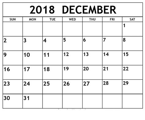 December 2018 Calendar Customizable Calendar Printables 2018