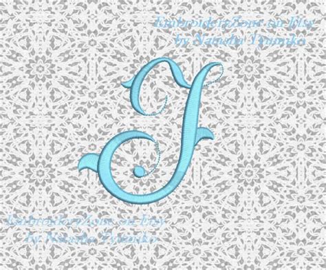 Vintage Monogram J Embroidery Design Initial Fancy Letter J Etsy