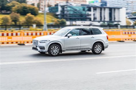 Silver Volvo Xc90 Side View Awd Crossover Suv In Motion Editorial