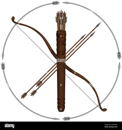 Vector Design Of Bow Arrow Quiver Archery Kit On White Background Each