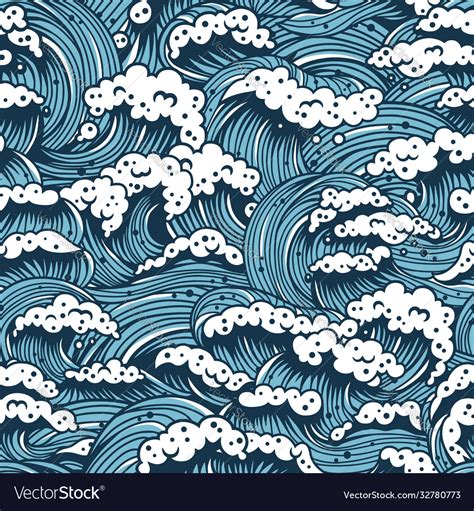 Pattern With Sea Or Ocean Wave For Marine Design Vector Image