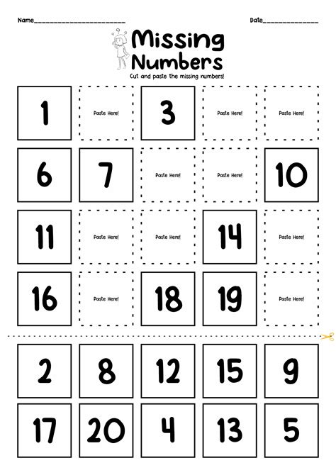 Cut And Paste Number Worksheets