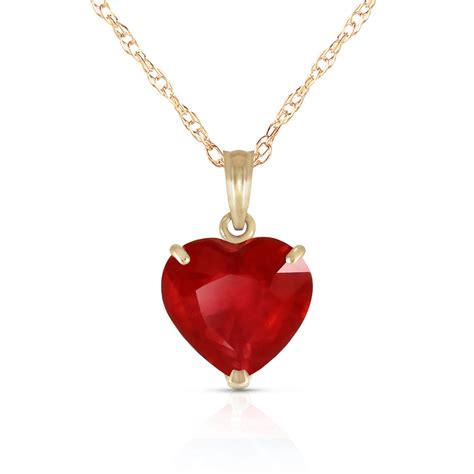 Genuine Red Ruby 10 Mm Heart Gemstone Solitaire Pendant Necklace 14k