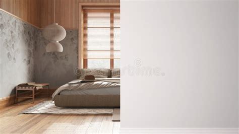 Modern Wooden Japandi Bedroom On A Foreground Wall Interior Design