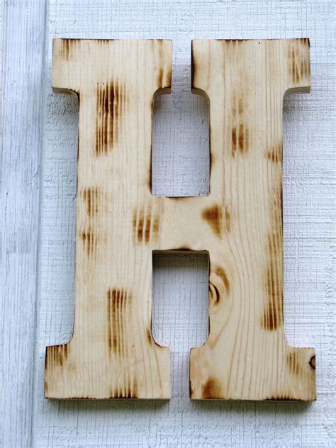 Rustic Wood Letters H Distressed Torched12 Tall Wood