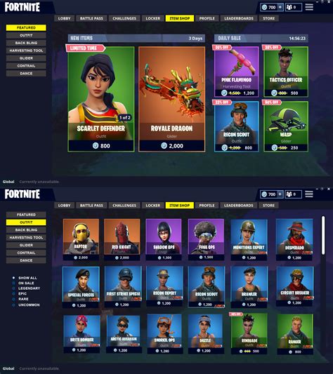 All legendary outfits are priced at 2000 , epic outfits are priced at 1500 , rare outfits are priced at 1200 , and uncommon outfits are priced at 800. Permanent Shop for Non-Seasonal Skins and Daily Sales ...
