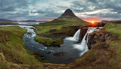 Nature Sunset Iceland Waterfall Kirkjufell Wallpapers Hd Desktop